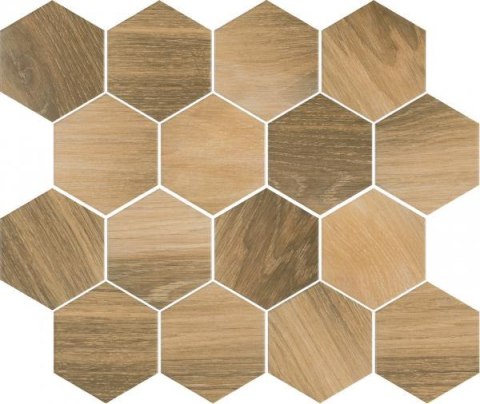 UNIWERSALNA MOZAIKA PRASOWANA WOOD NATURAL MIX HEKSAGON MAT 22X25,5