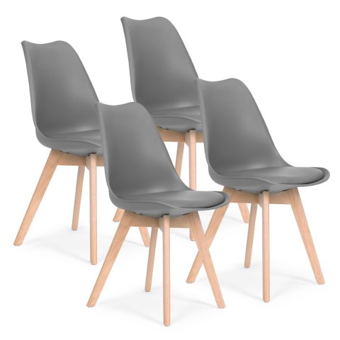 ModernHome Zestaw 4 krzeseł krzesło do salonu jadalni z poduszką Szare ModernHome ModernHome Zestaw 4 krzeseł krzesło do salonu jadalni z poduszką Szare ModernHome