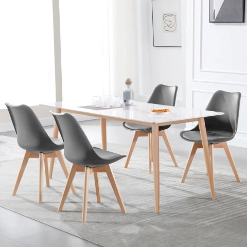 ModernHome Zestaw 4 krzeseł krzesło do salonu jadalni z poduszką Szare ModernHome ModernHome Zestaw 4 krzeseł krzesło do salonu jadalni z poduszką Szare ModernHome