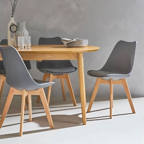 ModernHome Zestaw 4 krzeseł krzesło do salonu jadalni z poduszką Szare ModernHome ModernHome Zestaw 4 krzeseł krzesło do salonu jadalni z poduszką Szare ModernHome