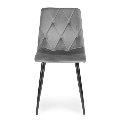 ModernHome Komplet 4 krzeseł krzesło pikowane welurowe do jadalni i salonu szare ModernHome ModernHome Komplet 4 krzeseł krzesło pikowane welurowe do jadalni i salonu szare ModernHome