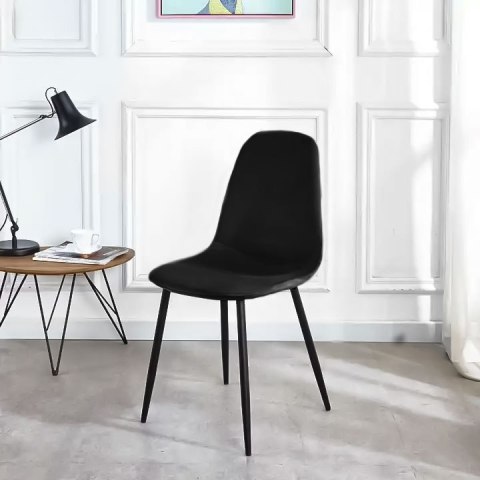 ModernHome Komplet 4 krzeseł welurowych krzesło do jadalni i salonu czarne ModernHome