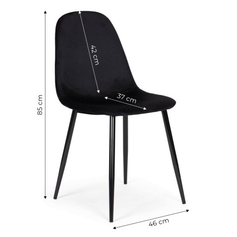 ModernHome Komplet 4 krzeseł welurowych krzesło do jadalni i salonu czarne ModernHome
