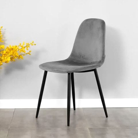 ModernHome Komplet 4 krzeseł welurowych krzesło do jadalni i salonu szare ModernHome